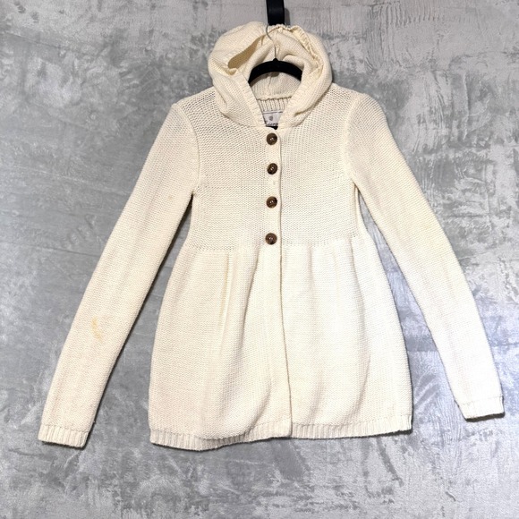 Energie Sweaters - Energie Y2K Women's Sz M Button Front Hooded HighWaist Babydoll Cardigan Sweater